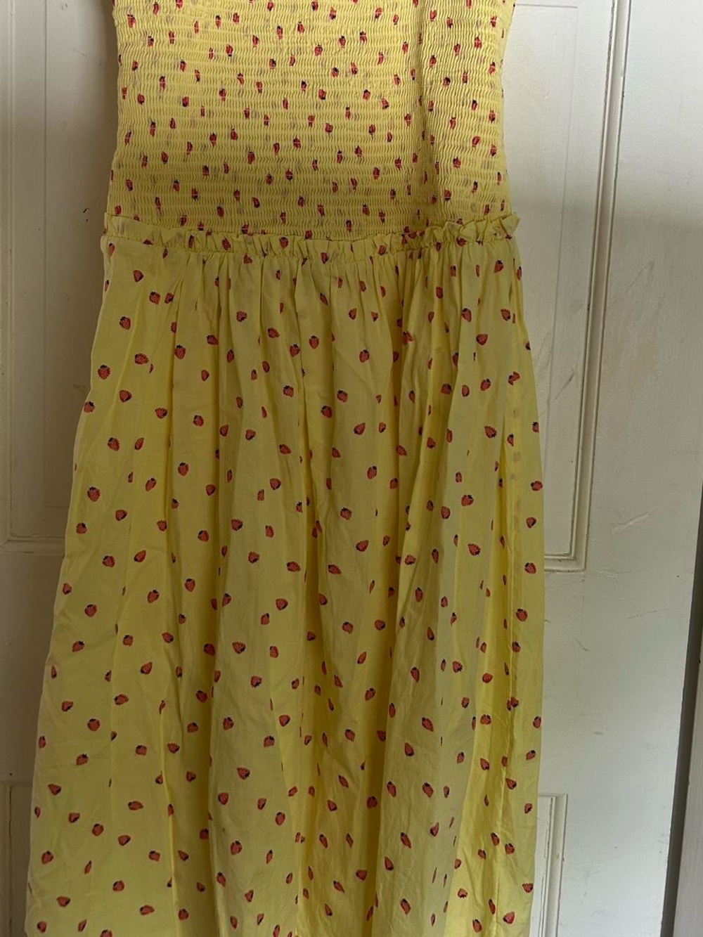Free People Lavender Daze Yellow Strawberry Drop Waist Smocked Midi/Maxi Dress - Picture 10 of 10
